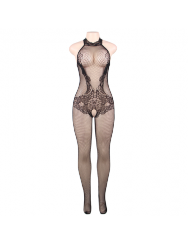 QUEEN LINGERIE LACE AND FISHNET TURTLENECK BODYSTOCKING S-L