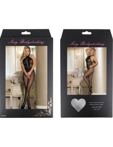 QUEEN LINGERIE LACE AND FISHNET TURTLENECK BODYSTOCKING S-L