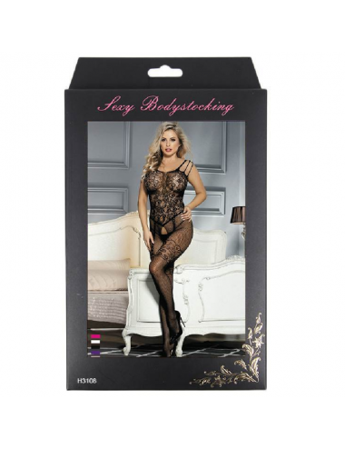 QUEEN LINGERIE OPEN CROTHLESS BODYSTOCKING FLOWER LACES S-L