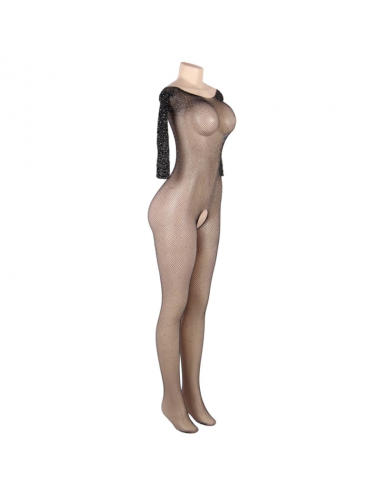 QUEEN LINGERIE FISHNET DIAMOND LONG SLEEVE BODYSTOCKING S-L