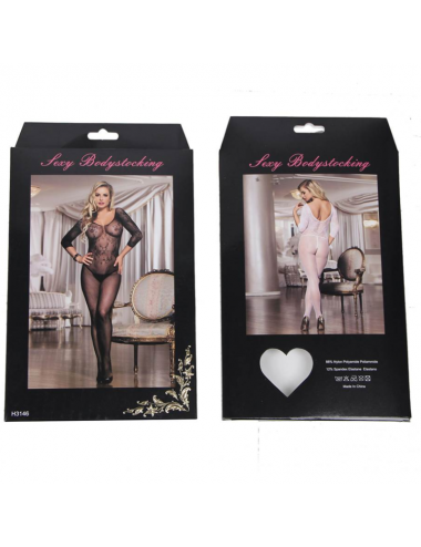 QUEEN LINGERIE OPEN CROTHLESS LONG SLEEVES BODYSTOCKING S-L