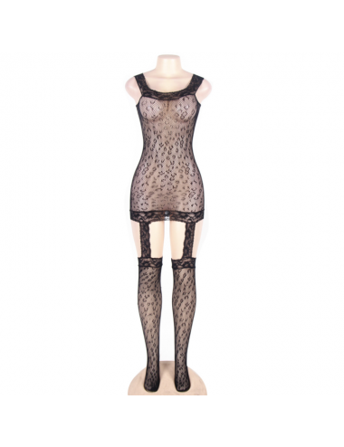 QUEEN LINGERIE LEOPARD PATTERN BODYSTOCKING S-L