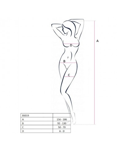 PASSION WOMAN BS019 BODYSTOCKING BLACK ONE SIZE