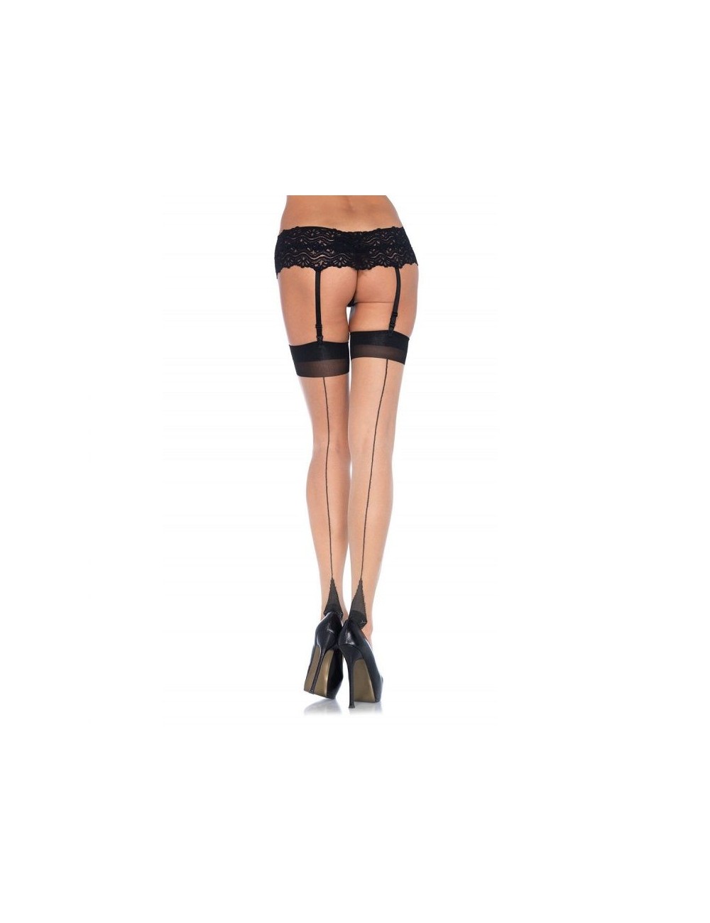 LYCRA SHEER 2 TONE THIGH HIGH WITH BACKSEAM AND CUBAN HEEL LYCRA SHEER 2 TONE THIGH HIGH WITH BACKSEAM AND CUBAN HEEL