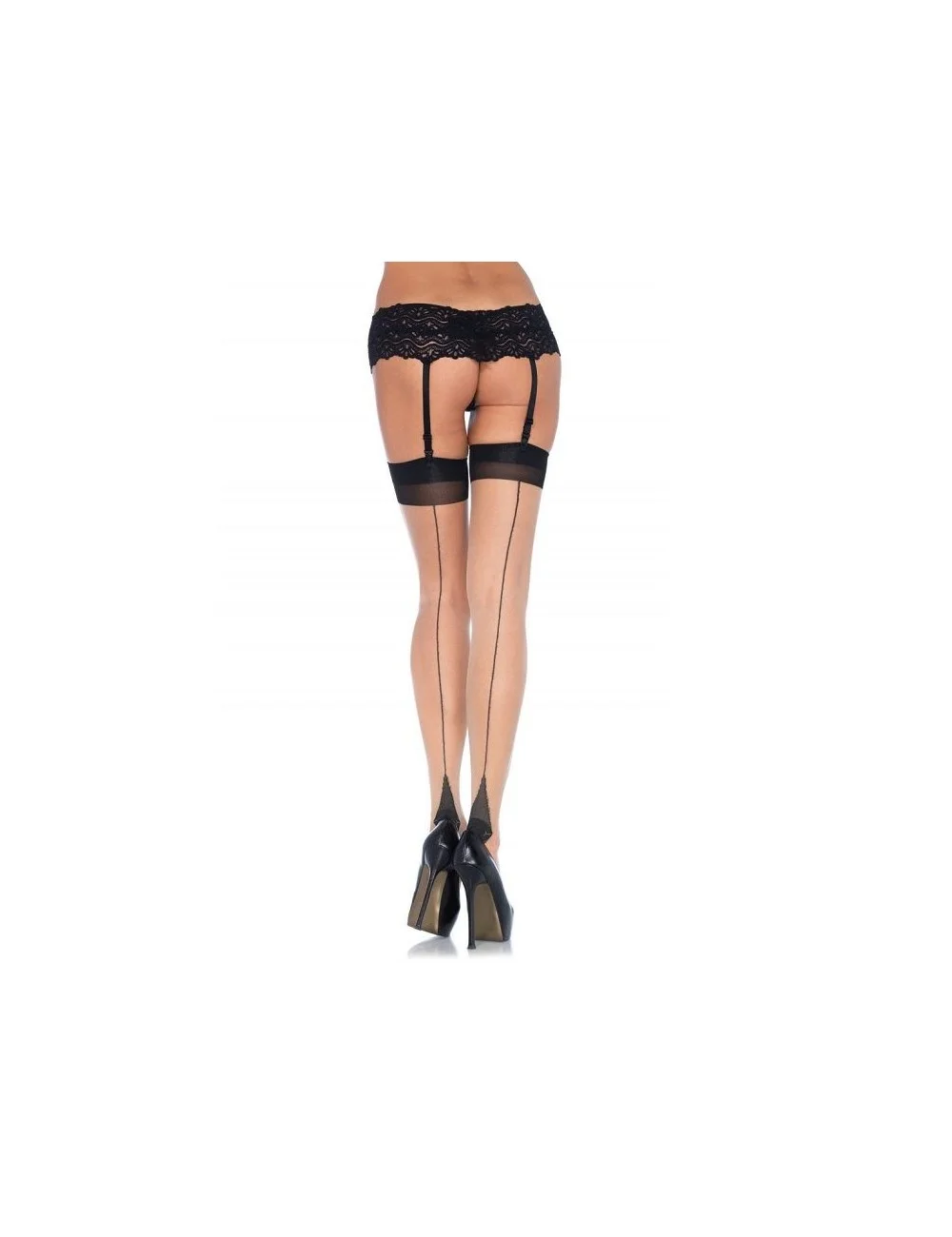 LYCRA SHEER 2 TONE THIGH HIGH WITH BACKSEAM AND CUBAN HEEL LYCRA SHEER 2 TONE THIGH HIGH WITH BACKSEAM AND CUBAN HEEL