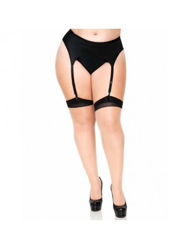 PLUS LYCRA SHEER 2 TONE THIGH HIGH WITH BACKSEAM AND CUBAN HEEL