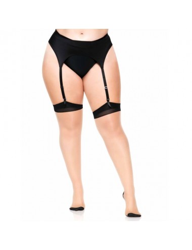 PLUS LYCRA SHEER 2 TONE THIGH HIGH WITH BACKSEAM AND CUBAN HEEL