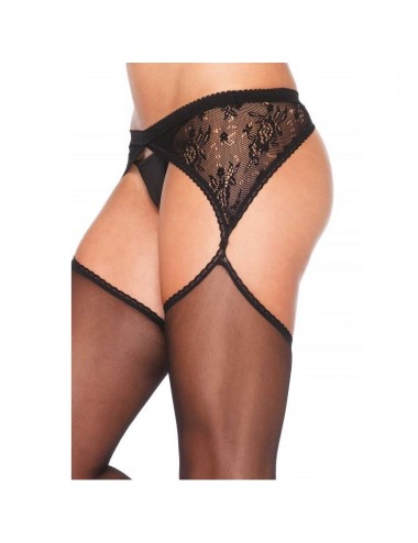 LEG AVENUE SHEER STOCKINGS WITH ATTACHED LACE SIDE GARTELBELT