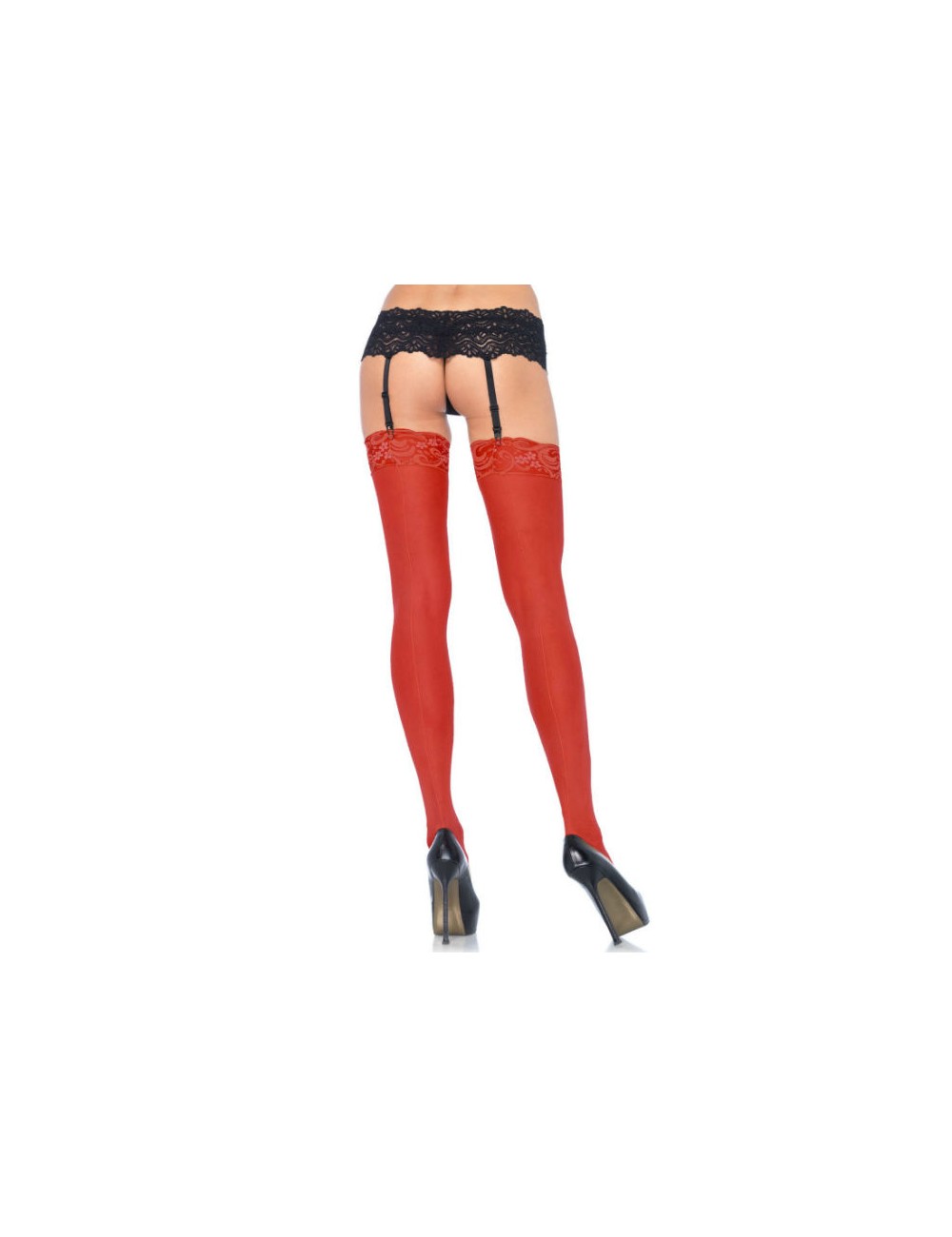 LEG AVENUE SHEER STOCKINGS WITH BACKSEAM RED
