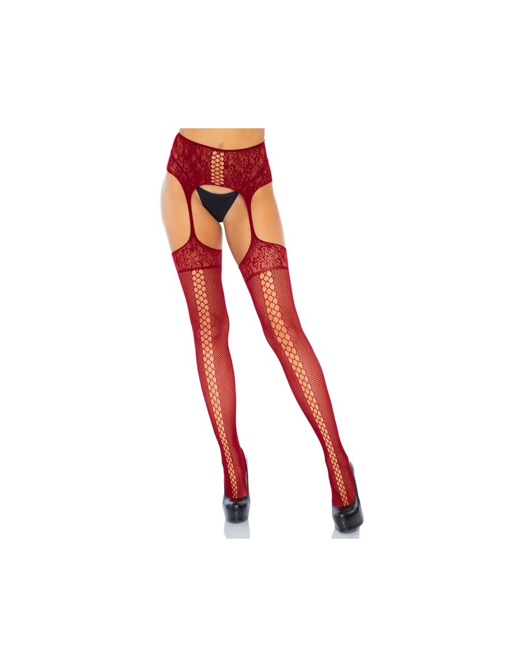 LEG AVENUE LACE UP GARTERBELT STOCKINGS - BURGUNDY ONE SIZE LEG AVENUE LACE UP GARTERBELT STOCKINGS - BURGUNDY ONE SIZE