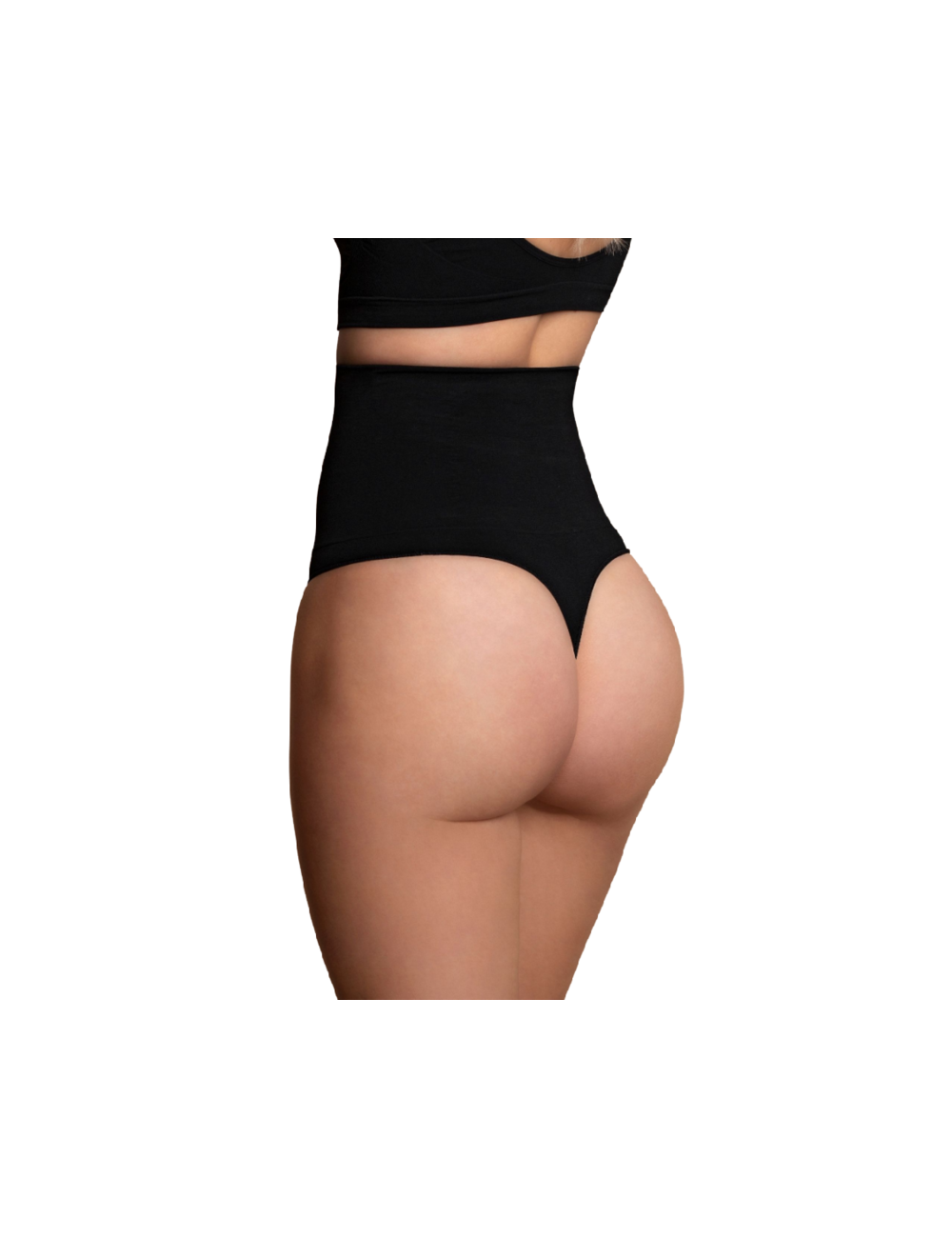 BYE BRA SEAMLESS HIGH WAIST THONG MEDIUM CONTROL - BLACK L