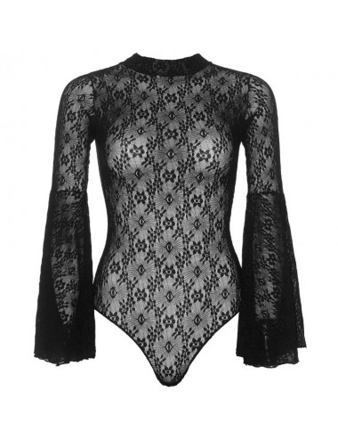 LEG AVENUE LACE BELL SLEEVE TEDDY ONE SIZE