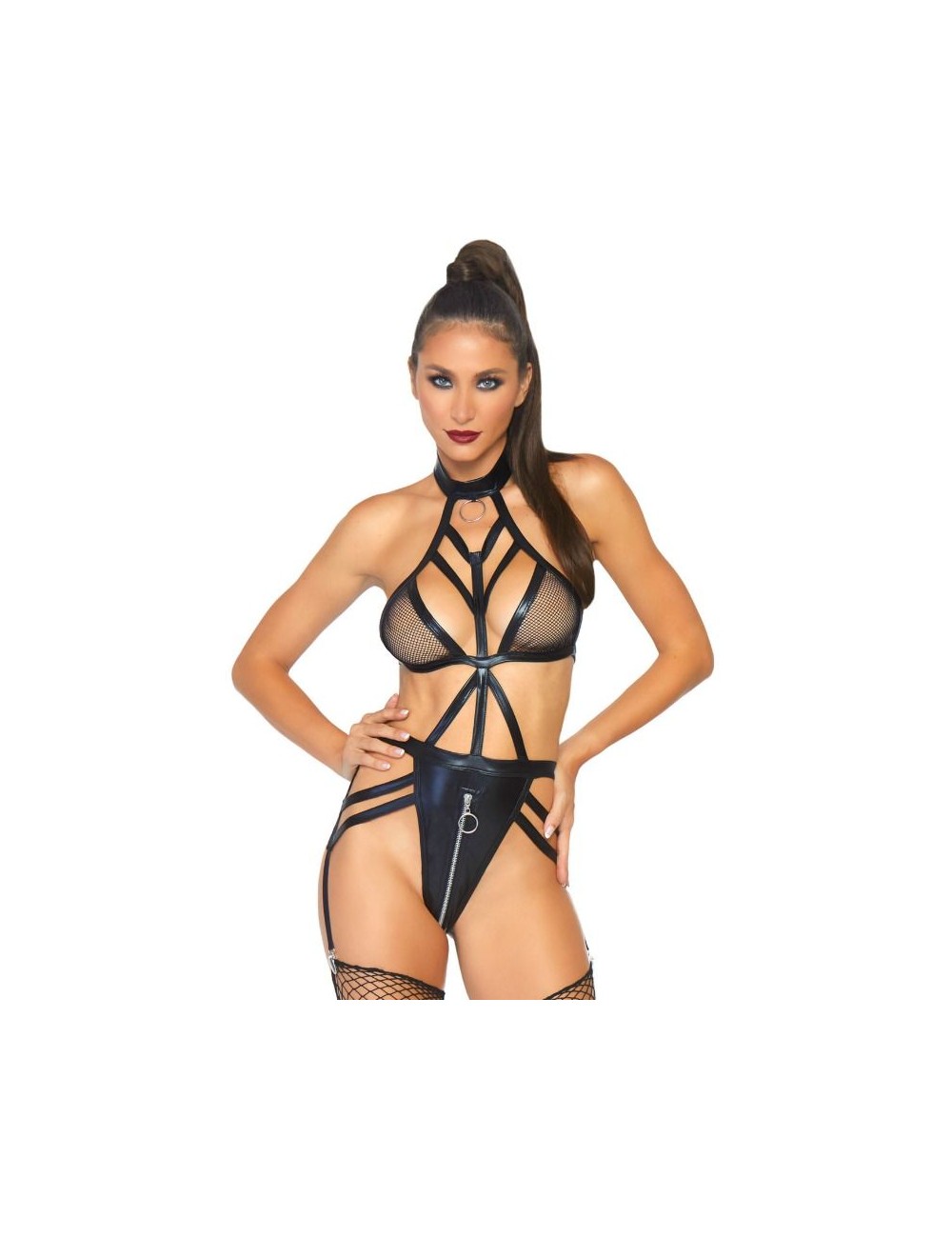 LEG AVENUE CAGE STRAP GARTER TEDDY M/L LEG AVENUE CAGE STRAP GARTER TEDDY M/L