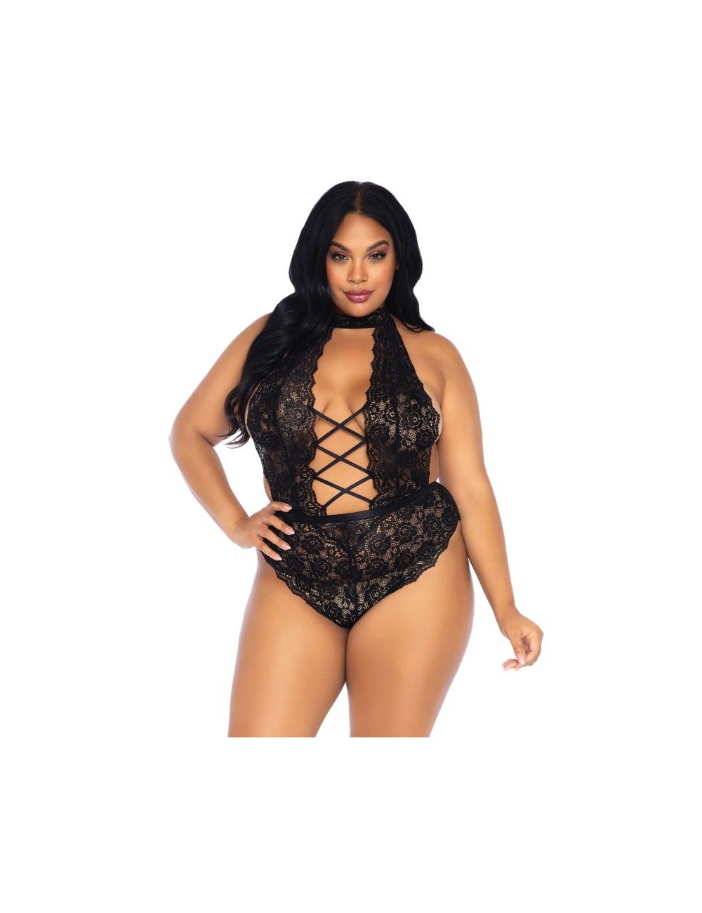 LEG AVENUE FLORAL LACE CROTHLESS TEDDY PLUS SIZE LEG AVENUE FLORAL LACE CROTHLESS TEDDY PLUS SIZE