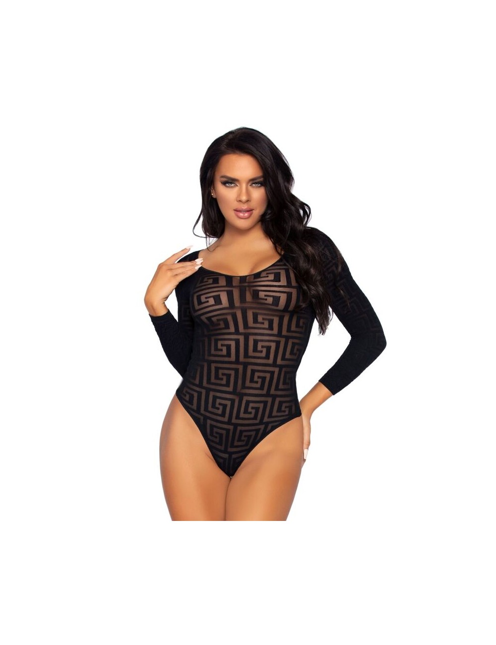 LEG AVENUE MOSAIC SNAP CROTH BODYSUIT ONE SIZE
