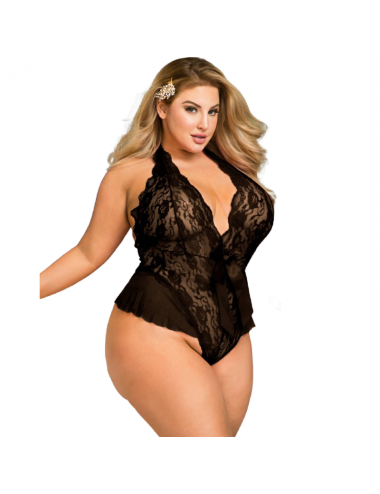 QUEEN LINGERIE DEEP V BACKLESS LACE TEDDY PLUS SIZE