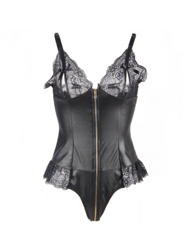 QUEEN LINGERIE LEATHER STITCHING TEDDDY L/XL