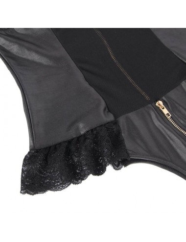 QUEEN LINGERIE LEATHER STITCHING TEDDDY L/XL