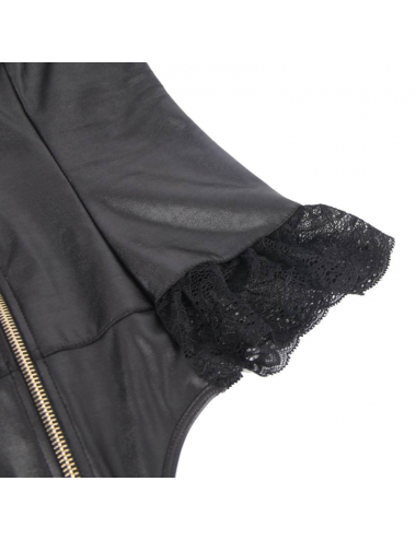 QUEEN LINGERIE LEATHER STITCHING TEDDDY L/XL