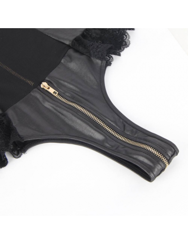 QUEEN LINGERIE LEATHER STITCHING TEDDDY L/XL