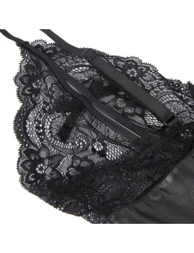 QUEEN LINGERIE LEATHER STITCHING TEDDDY L/XL