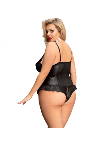 QUEEN LINGERIE LEATHER STITCHING TEDDDY PLUS SIZE