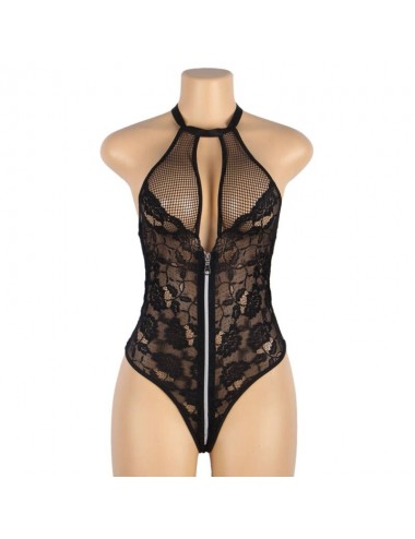 SUBBLIME FLORAL LACE ZIPPER TEDDY S/M