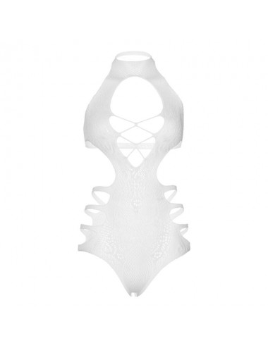 LEG AVENUE CUT OUT STRAPPY BODYSUIT ONE SIZE - WHITE
