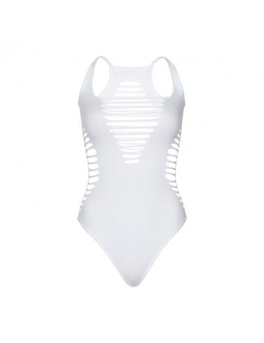 LEG AVENUE RACERBACK THONG BODYSUIT ONE SIZE - WHITE