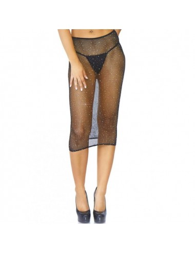 LEG AVENUE CRYSTALIZED FISHNET MULTIDRESS BLACK O.S