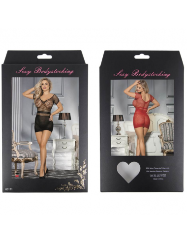 QUEEN LINGERIE SHORT SLEEVES NET-DRESS S-L
