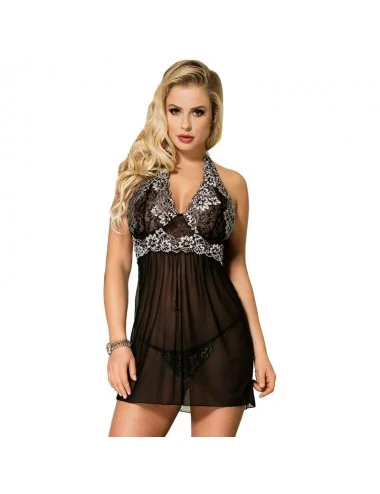 SUBBLIME WHITE FLORAL LACES BABYDOLL BLACK  L/XL