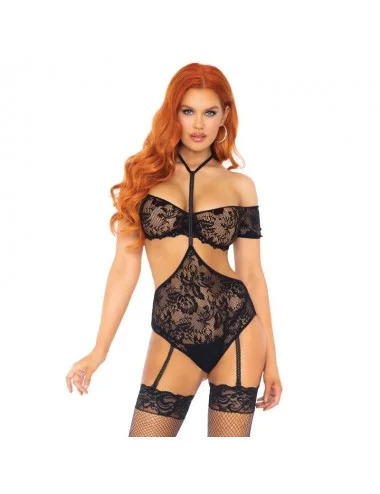 LEG AVENUE 2 PIECES LACE BANDEAU AND GARTER TEDDY S/M