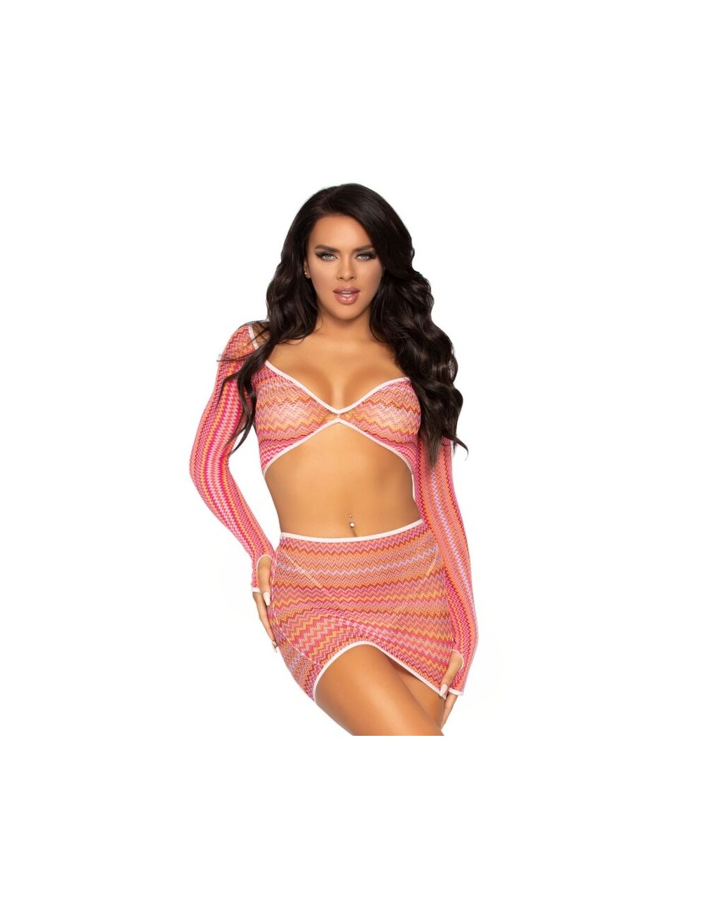 LEG AVENUE ZIG ZAG TOP AND MINI SKIRT ONE SIZE