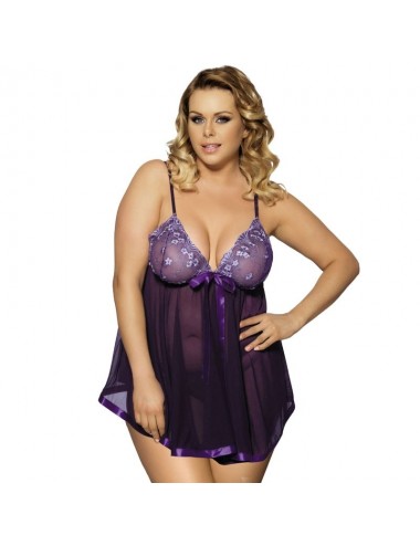 SUBBLIME QUEEN PLUS BABYDOLL WITH BOW AND SHINNY DETAILS  PURPLE
