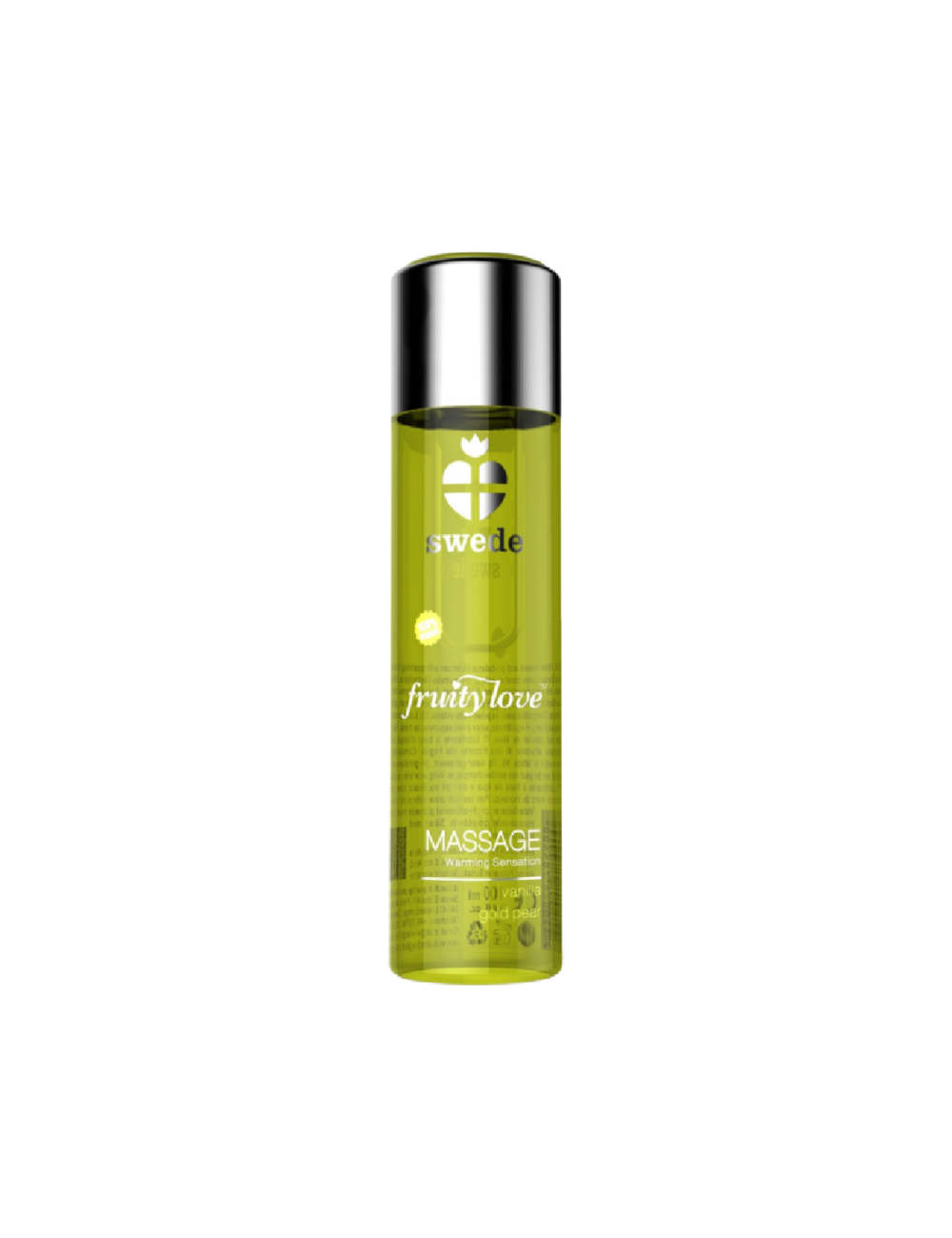 SWEDE FRUITY LOVE WARMING EFFECT MASSAGE OIL VANILLA AND GOLD PEAR 120 ML. SWEDE FRUITY LOVE WARMING EFFECT MASSAGE OIL VANILLA AND GOLD PEAR 120 ML.