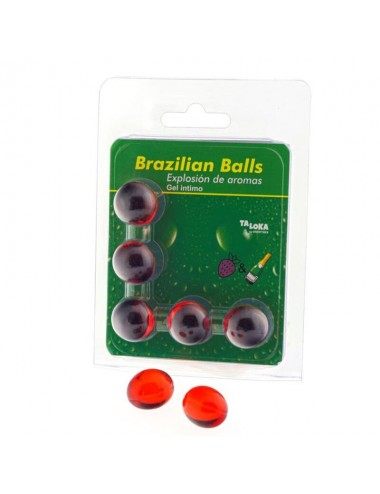 TALOKA - 5 BRAZILIAN BALLS STRAWBERRIES & CHAMPAGNE INTIMATE GEL