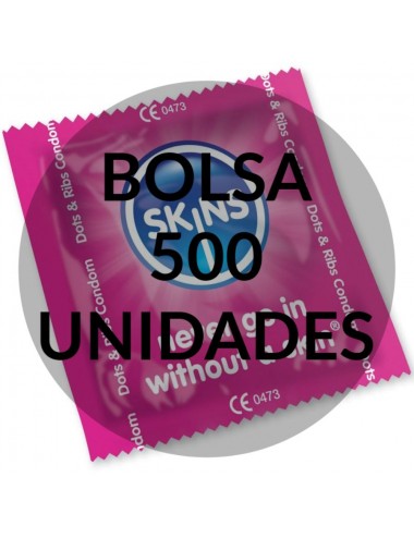 SKINS CONDOMS DOTS & RIBS BAG 500 UDS