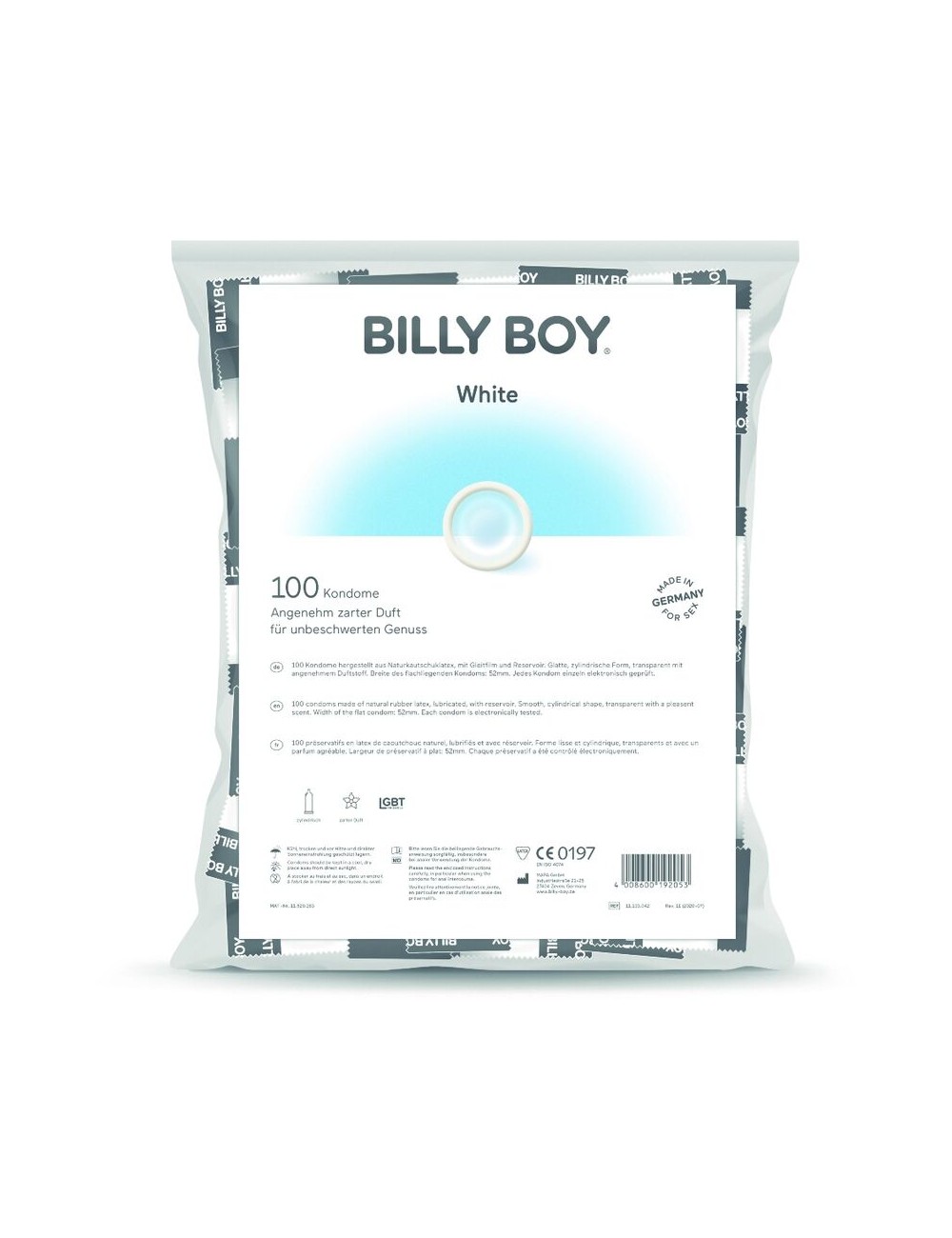 BILLYBOY WHITE CONDOMS BAG 100 UNITS BILLYBOY WHITE CONDOMS BAG 100 UNITS