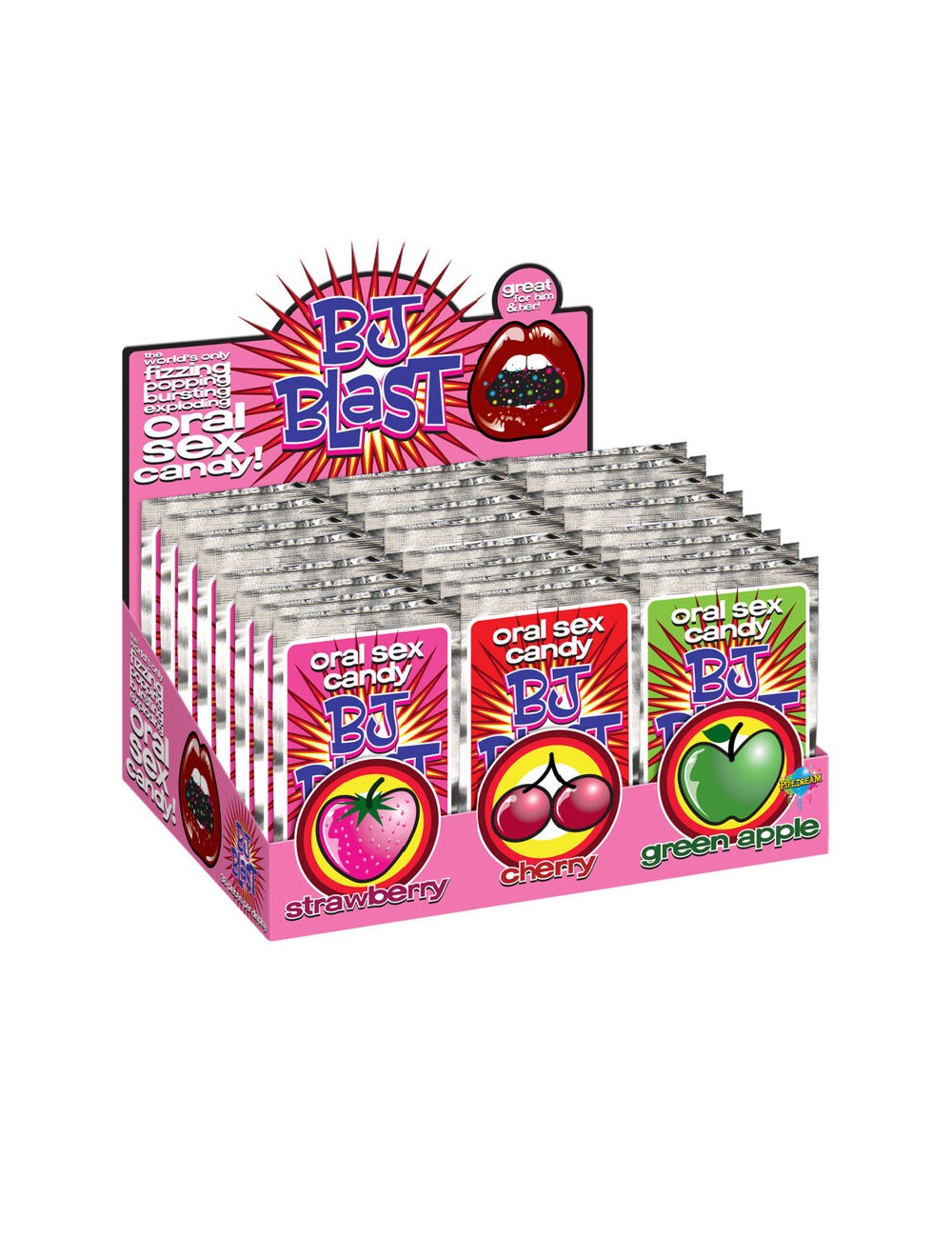 PIPEDRAMS BJ BLAST - STRAWBERRY / CHERRY AND GREEN APPLE - DISPLAY - 36 PC