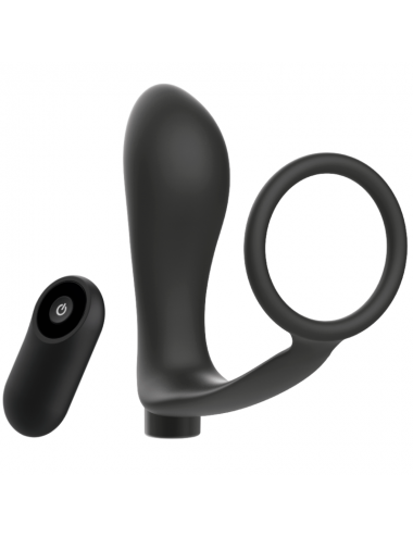 ADDICTED TOYS PENIS RING WITH REMOTE CONTROL ANAL PLUG BLACK RECHARGEABLE