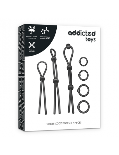 ADDICTED TOYS FLEXIBLE SILICONE  COCK RING SET 7 PIECES