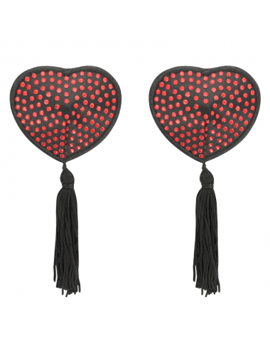 COQUETTE CHIC DESIRE NIPPLE COVERS HEART BLACK / RED