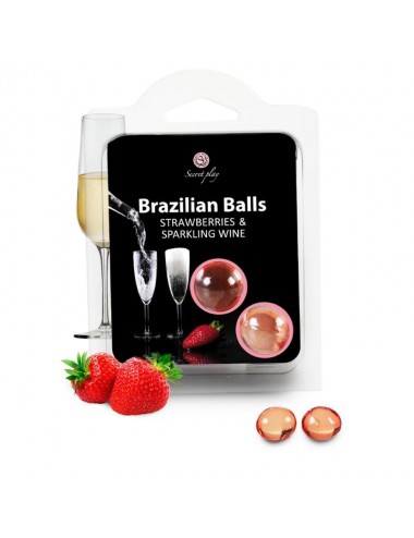 SECRETPLAY  STRAWBERRY AND CHAMPAGNE BRAZILIAN BALLS SET