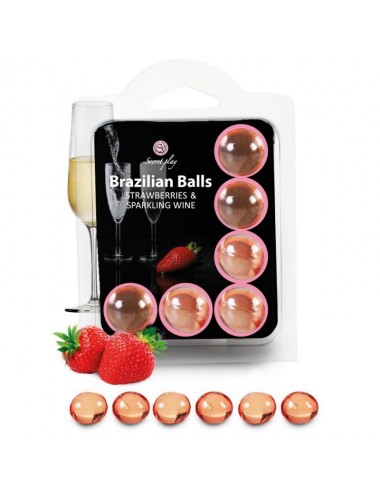 SECRETPLAY SET 6 BRAZILIANS BALLS STRAWBERRIES WITH CAVA