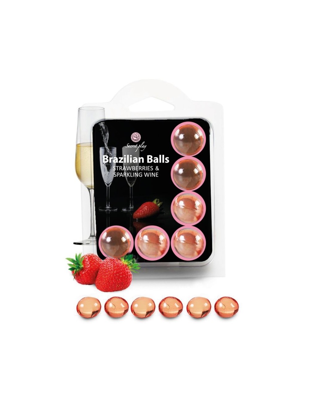 SECRETPLAY SET 6 BRAZILIANS BALLS STRAWBERRIES WITH CAVA SECRETPLAY SET 6 BRAZILIANS BALLS STRAWBERRIES WITH CAVA