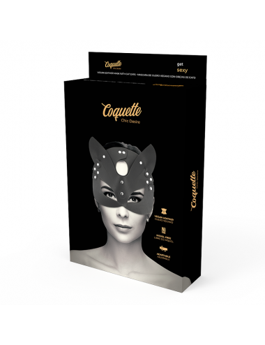 COQUETTE CHIC DESIRE VEGAN LEATHER MASK WITH CAT EARS