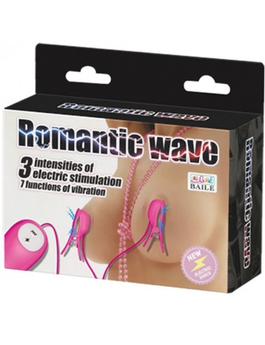 ROMANTIC WAVE VIBRATING AND ELETRIC SHOCK NIPPLE CLAMPS FUCHSIA