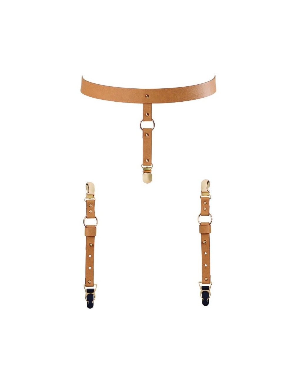 BIJOUX INDISCRETS MAZE SUSPENDERS & GARTERS BROWN