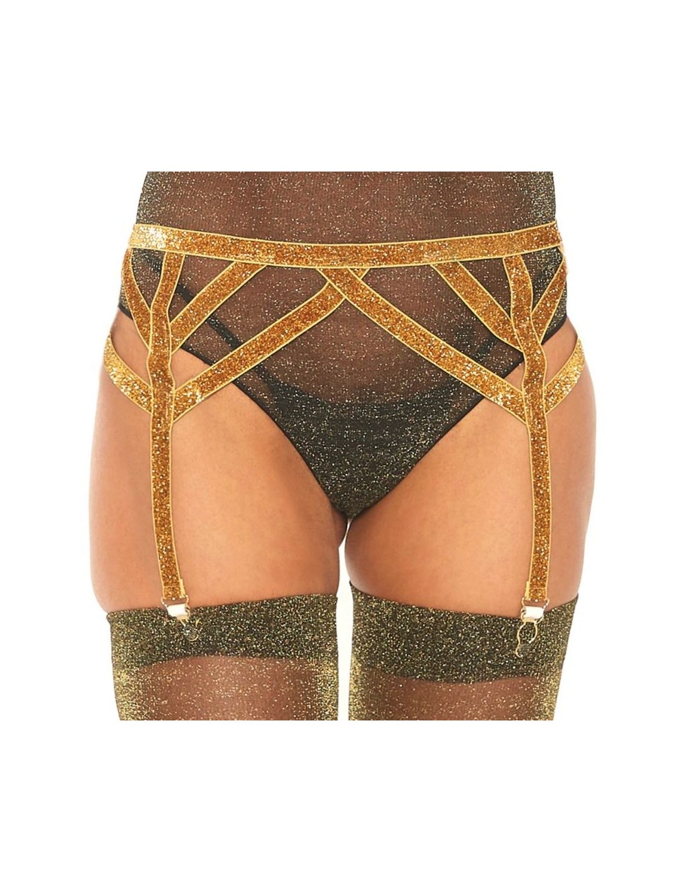LEG AVENUE LUREX ELASTIC GARTER BELT ONE SIZE LEG AVENUE LUREX ELASTIC GARTER BELT ONE SIZE